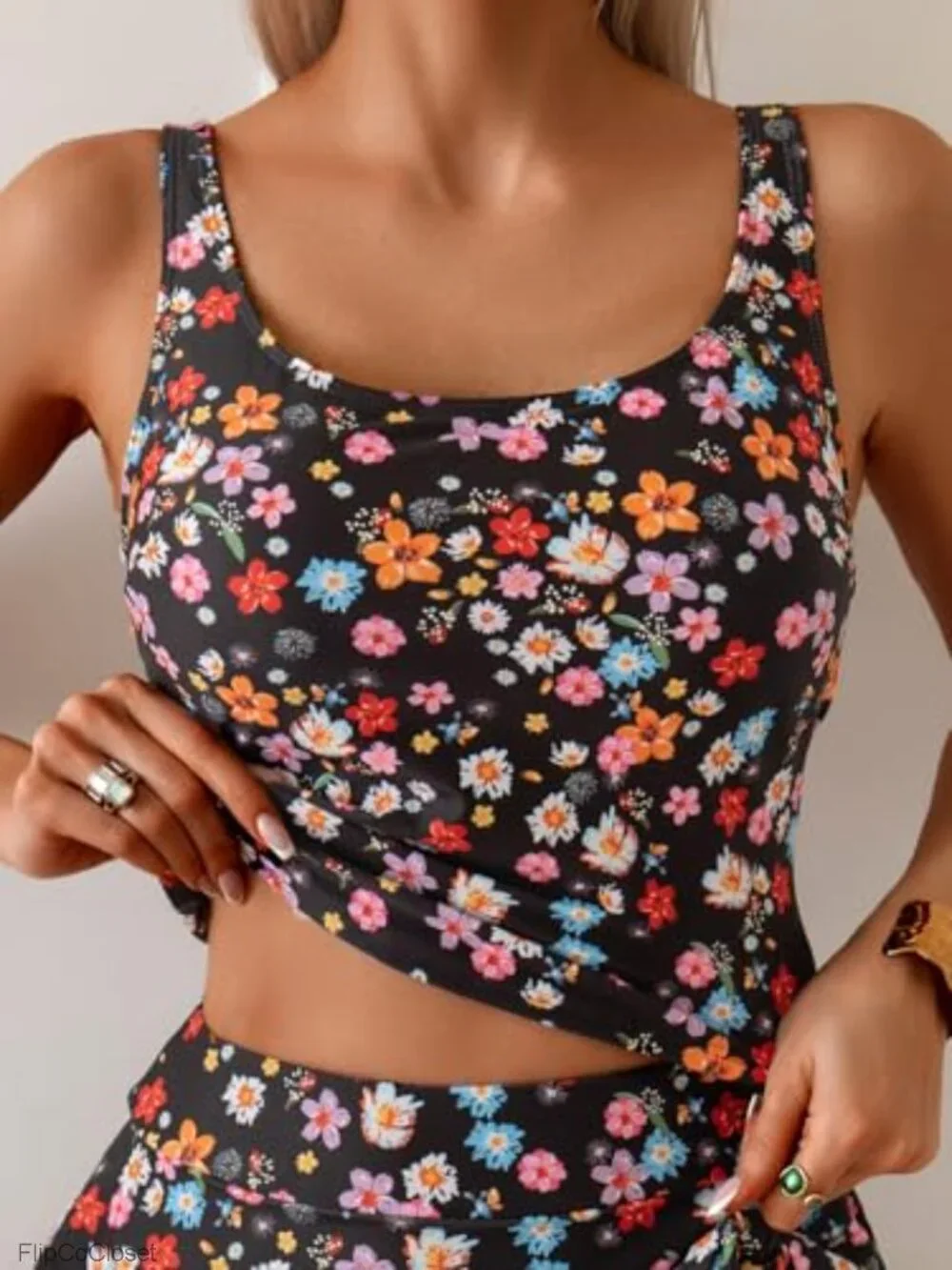 Tankini Swimsuits with High Waisted Swim Skirt, Tummy Control, Full Coverage